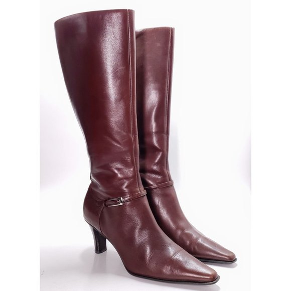 Joan & David Shoes - Joan & David Circa 365 Comfort Heeled Pointed Toe Below Knee High Boots Size 8.5